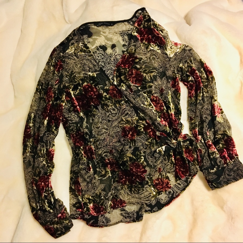 Zara floral velvet wrap